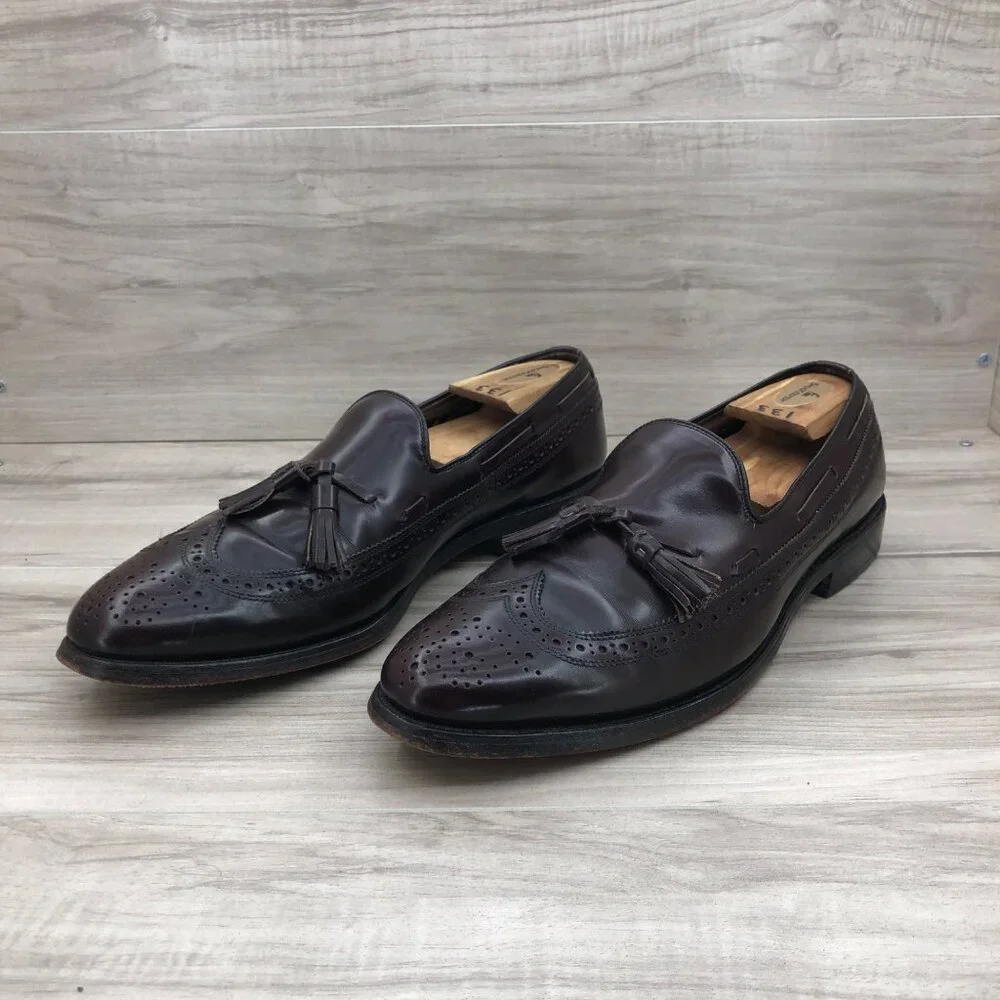 Allen Edmonds Loafers Mens 10D Burgundy Leather Slip On Shoes_4